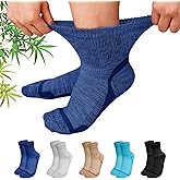 CaiDieNu Bamboo Viscose Diabetic Socks: Non Binding Wide Hospital Ankle Socks for Women Men Elderly Pregnant Edema 5 Pairs