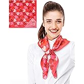 CBC Crown Women's Lightweight Silk Feeling Heart Print Valentines Day Festive Scarf 13"x60" or 35" x 35"