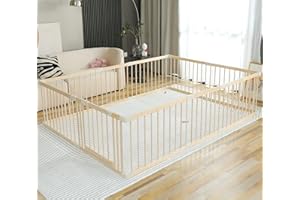 SMILEBABY Baby Playpen Play Fence Gate Play Pen Wood Large,Playpens for Babies and Toddlers Kids Indoor,Baby Play Yards Gym
