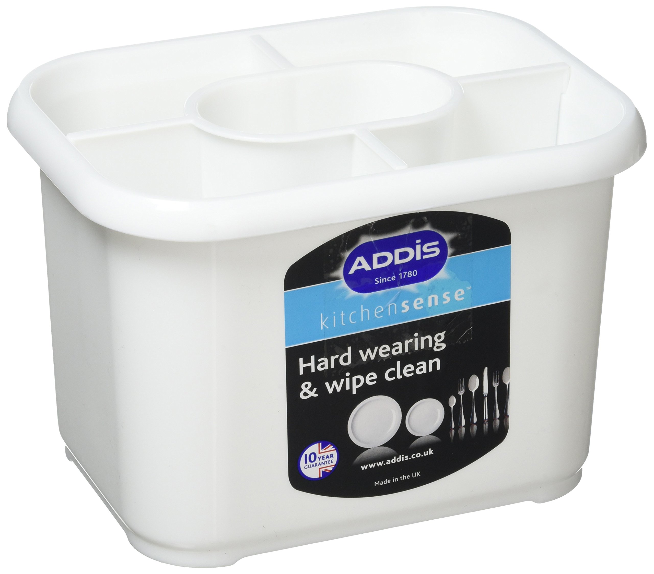 Addis 517615 Plastic Cutlery Drainer Holder White, 14 x 18 x 12.5 cm