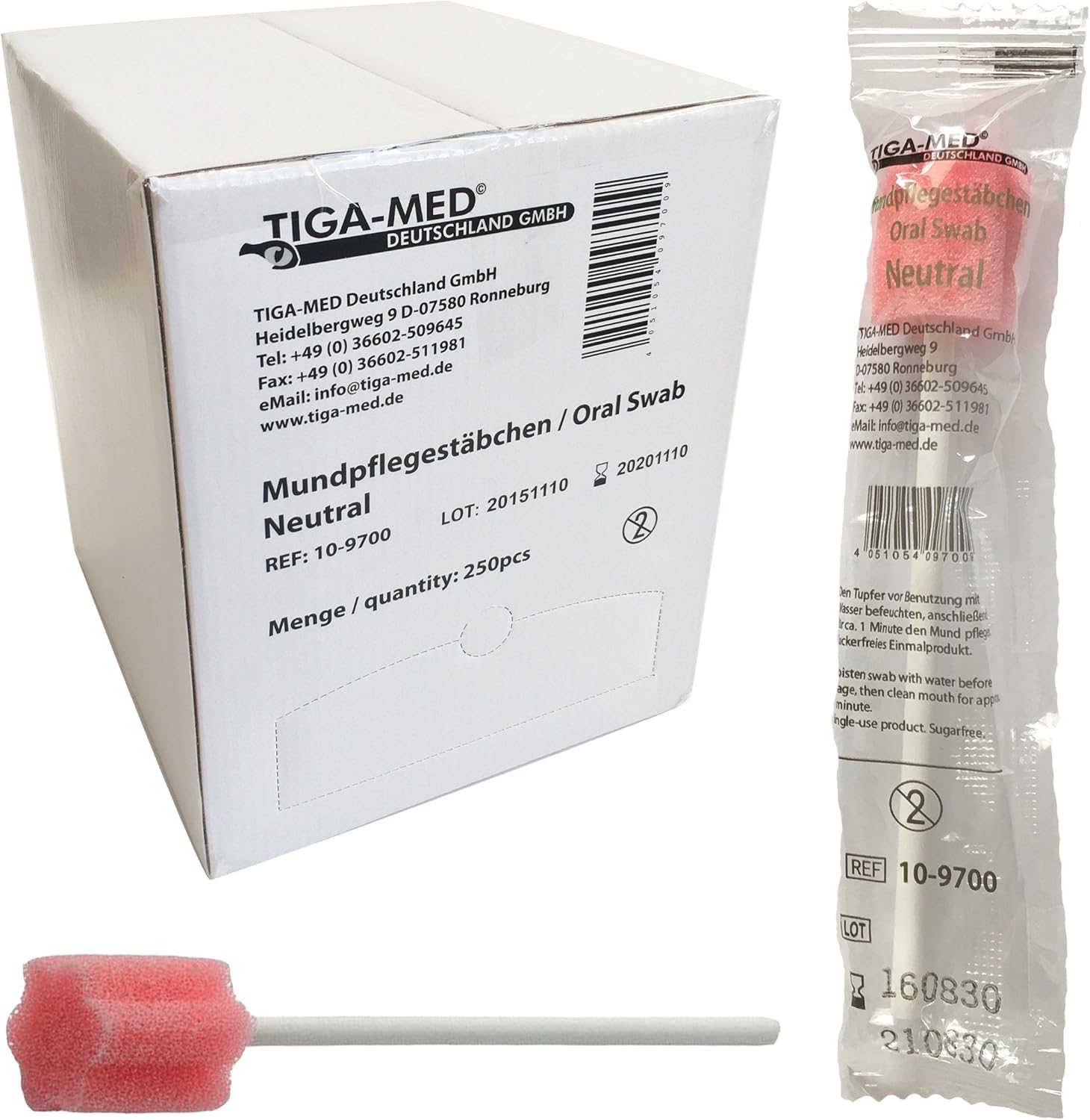 TigaMed Mouth Care Cotton Swabs with Neutral Taste for Oral Hygiene