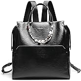 GELANNI PU Leather Backpack Purse for Women and Men Lap Top Anti-theft Fashion Large Capacity Travel Vintage College Soft Rucksack Bags for Work Business Computer 198A Black