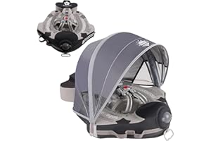 ANJEEIOT Mambobaby Float with Canopy Add Tail Baby Float No.7 Airplane Non-Inflatable Solid Baby Pool Float Infant Swim Trainer Swimming Ring for Infant Toddlers 3-48 Months, Gray