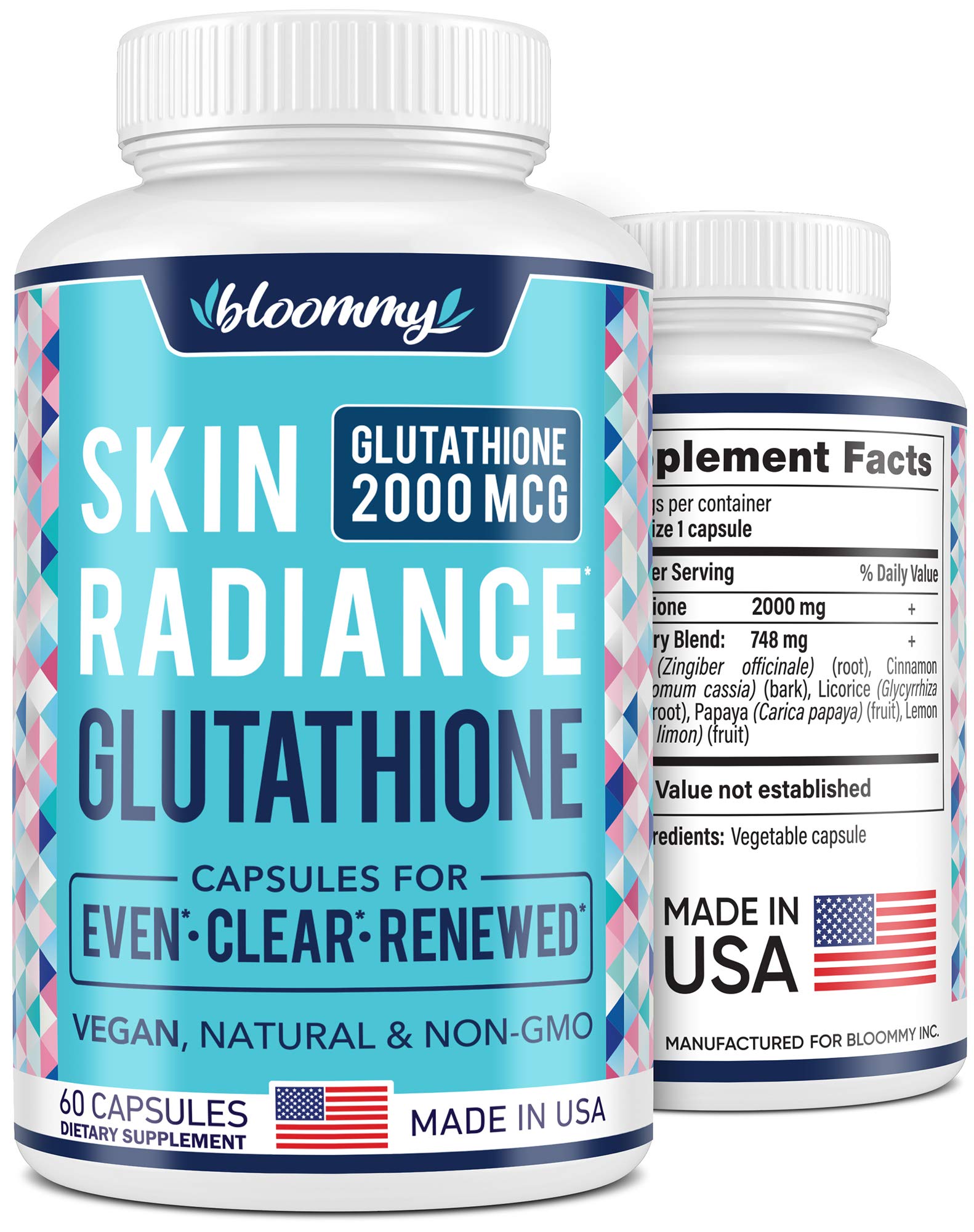Glutathione Supplement 2000mcg Made in USA Vegan Natural Skin