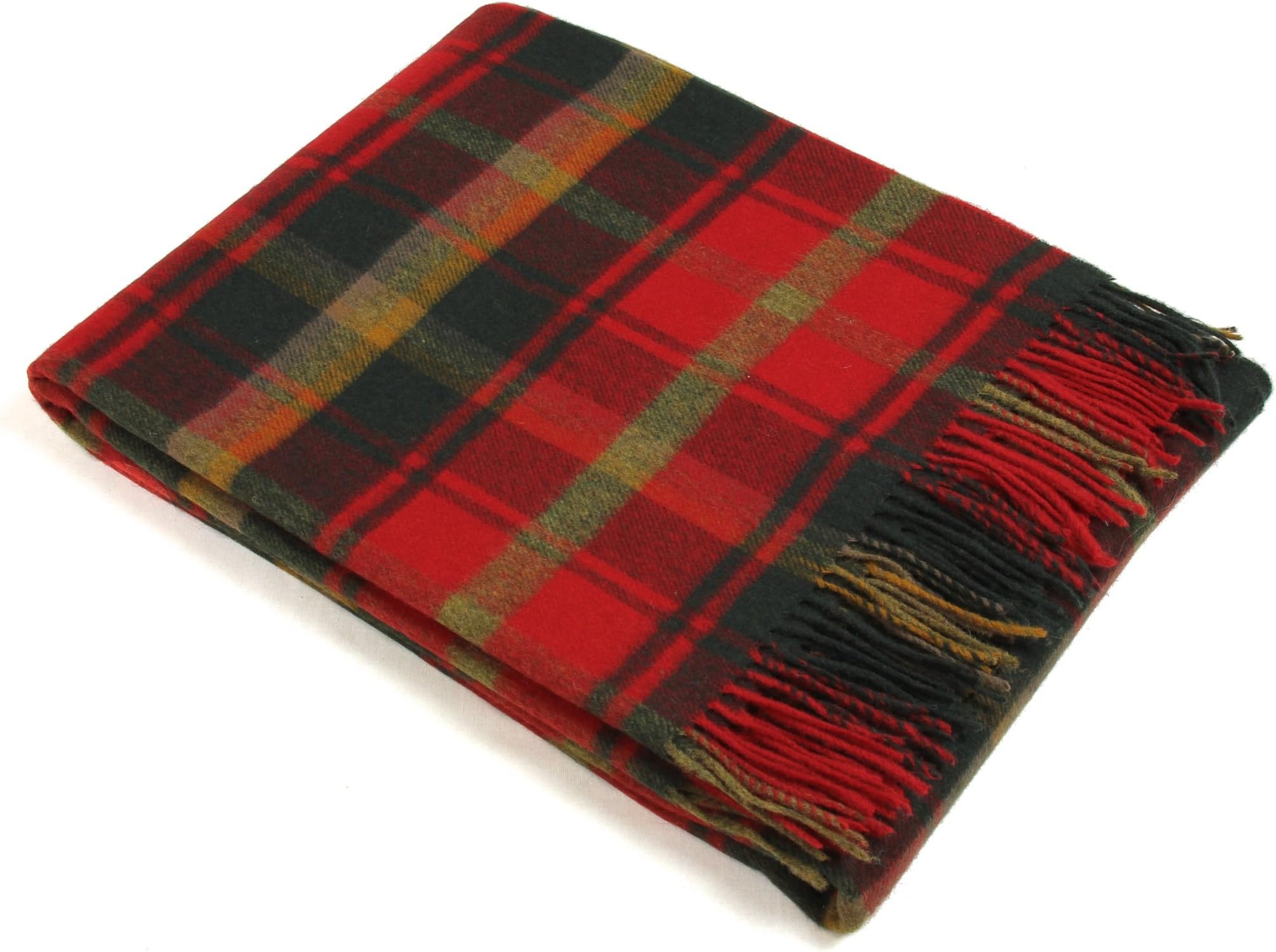 Bronte Throw Blanket - Tartan Throw - Merino Lambswool (Dark Maple)