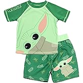 Dreamwave Star Wars Boys 2 Piece Rash Guard Swim Trunks Set, Light Green, 2T