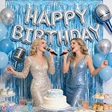 GREATRIL Blue Tinsel Curtain Backdrop 1m x 2.5m Pack of 2 view 5