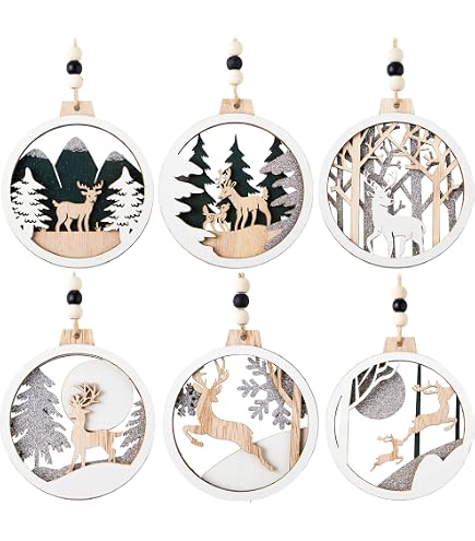 Guirlande Décorative En Bois De Noël - Motifs Rennes Et Sapins - Longueur 1,2 M - Pour Cheminée Ou Mur - Nez Pompon Et Pois Colorés