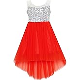 Sunny Fashion Flower Girl Dress Champagne Sequin Hi-Low Wedding Bridesmaid