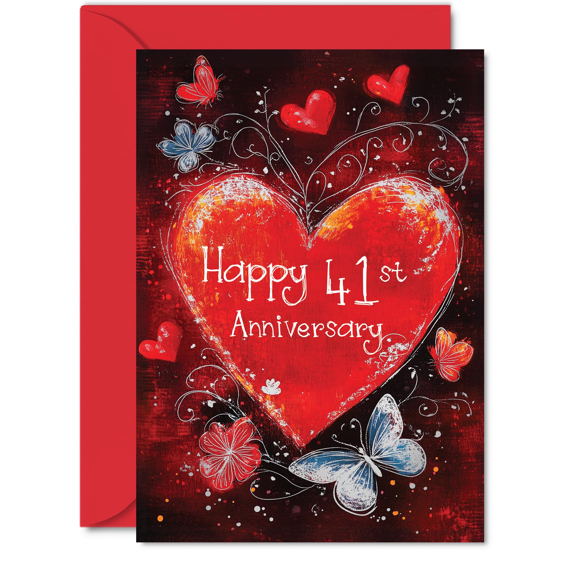 Photo 1 of Beautiful Silver 41st Anniversary Cards for Women Men - Love Heart - Elegant Wedding Anniversary Card for Husband Wife Boyfriend Girlfriend, 5x7 Gorgeous Greeting Cards Gift