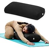Gaiam Yoga Bolster Pillow, Supportive Cushion for Restorative Yoga | Firm cotton-filled bolster supports stretching &amp; restorative poses. Carry handle, washable cover, yoga prop.