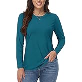 YUCOLEN Long Sleeve Shirts for Women Cotton Crewneck Casual T-Shirts Soft Basic Tee Long Sleeve Tops