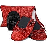 Silky Toes Sparkly Foldable Flats for Women Purse with Glitter Ballet Slippers Wedding Travel Flat Shoe