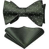 HISDERN Bow Ties for Men Striped Bowties Men's Self Tie Bowtie Handkerchief Formal Tuxedo Wedding Bowties and Pocket Square