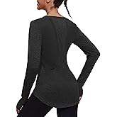 PINSPARK Long Sleeve Workout Tops for Women Breathable Hiking Shirts with Thumbholes Loose Fit Athletic Pilates Yoga Shirts