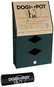 DOGIPOT 1002-2 Junior Bag Dispenser with Litter Bag Rolls, Aluminum, Forest Green