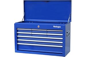 Workington Portable Metal Tool Chest with 9 Drawers, 24" 9-Drawer Tool Chest Cabinet with Ball Bearing Drawer Slides, Steel Tool Storage Box Organizer 4006 Blue
