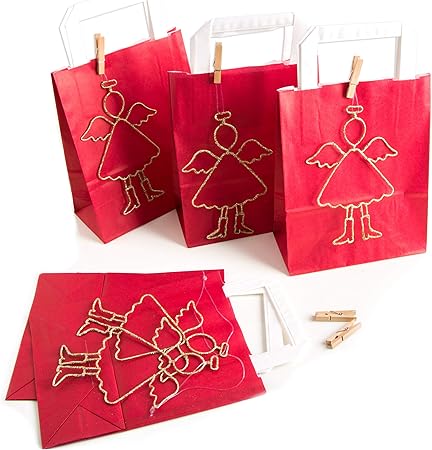 Regali Di Natale Per Dipendenti.10 Angelo Oro Sacchetti Regalo Rosso Natale 18 X 8 X 22 Cm Confezione Per Regali Di Natale Sacchetto Regalo Natale Per Give Away Regali Clienti Dipendenti Amazon It Casa E Cucina