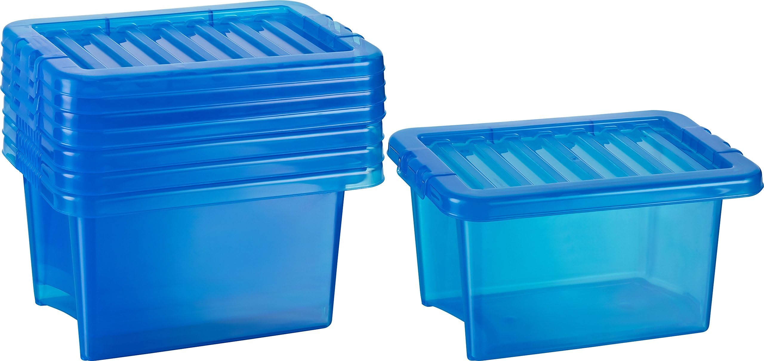 Haushaltsdose Basic Box Set of 5 6.5l Organization System Storage Box blue