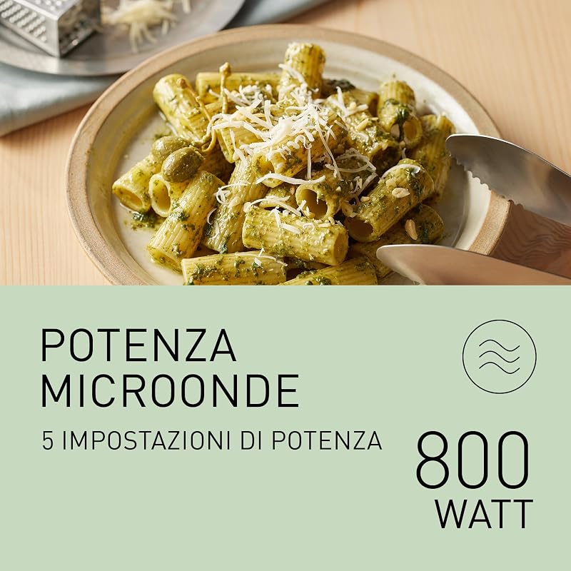 NN-ST21QWEPG Solo Forno a Microonde 20L con Piatto in Vetro, 800W, Scongelamento Automatico, 11 Programmi Automatici, Display LED, 5 Impostazioni di Potenza, Timer Digitale, Bianco