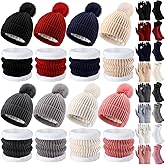 Wesiti 32 Pcs Valentine Winter Beanie Hat Scarf Gloves Sets for Women Warm Fleece Scarf Touch Screen Glove with Sock for Gift
