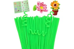 Giwrmu 100 Pieces Pipe Cleaners Chenille Stem, Fluorescent Green Pipe Cleaners Craft, Fuzzy Sticks Craft Supplies, Colored Pipe Cleaner for Creative Handmade DIY Art Craft Project