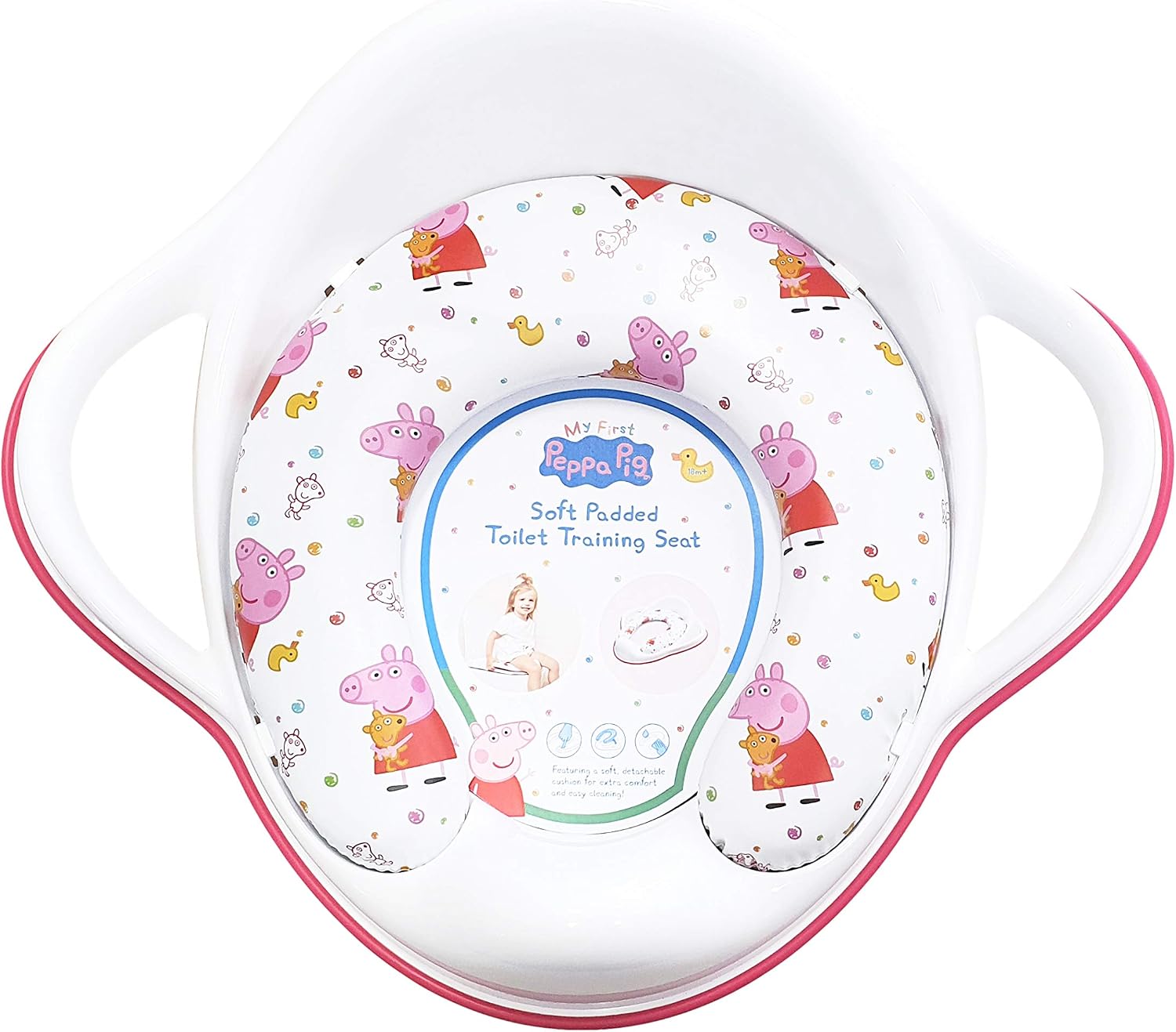 Peppa Pig Soft Padded Toilet Seat, White/Pink Portable Potty Detachable Cushion