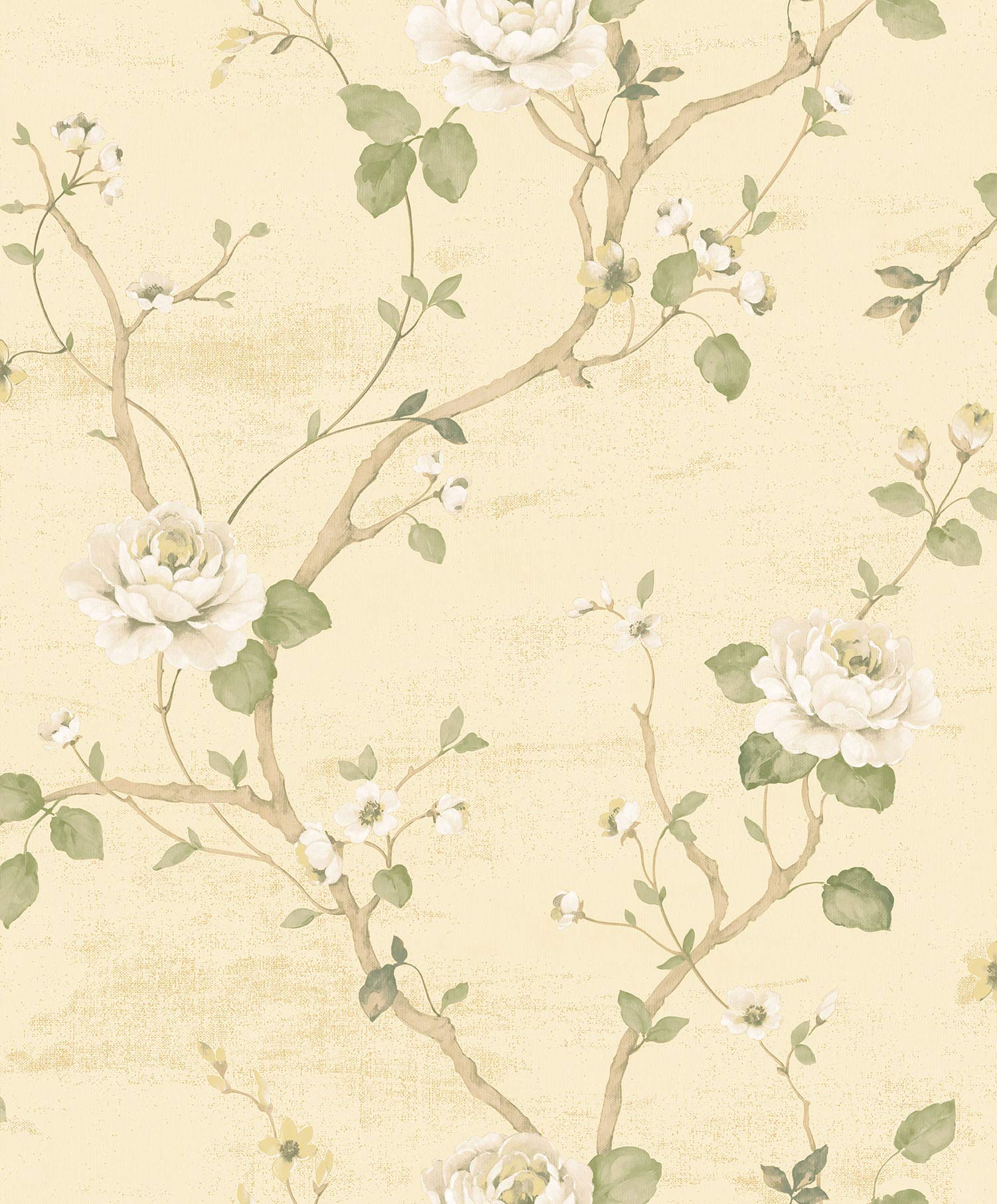 Galerie G67602 Palazzo Large Trailing Rose Design Wallpaper, Green/ Cream, 10m x 53cm