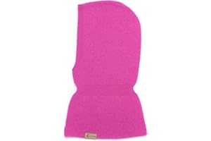 KNITAS Single-Layer Knit Balaclava Hat for Toddlers | Merino and Cashmere Wool Winter Hood | Fuchsia Pullover Hat - Size 18.1