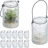 Relaxdays Candle Lanterns Set of 12, Glass Tea Light Holders, Vintage Design view 1
