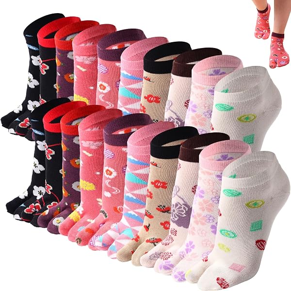 Amazon.com: Cntqiang 5Pairs Japanese Style Flip Flop Socks for