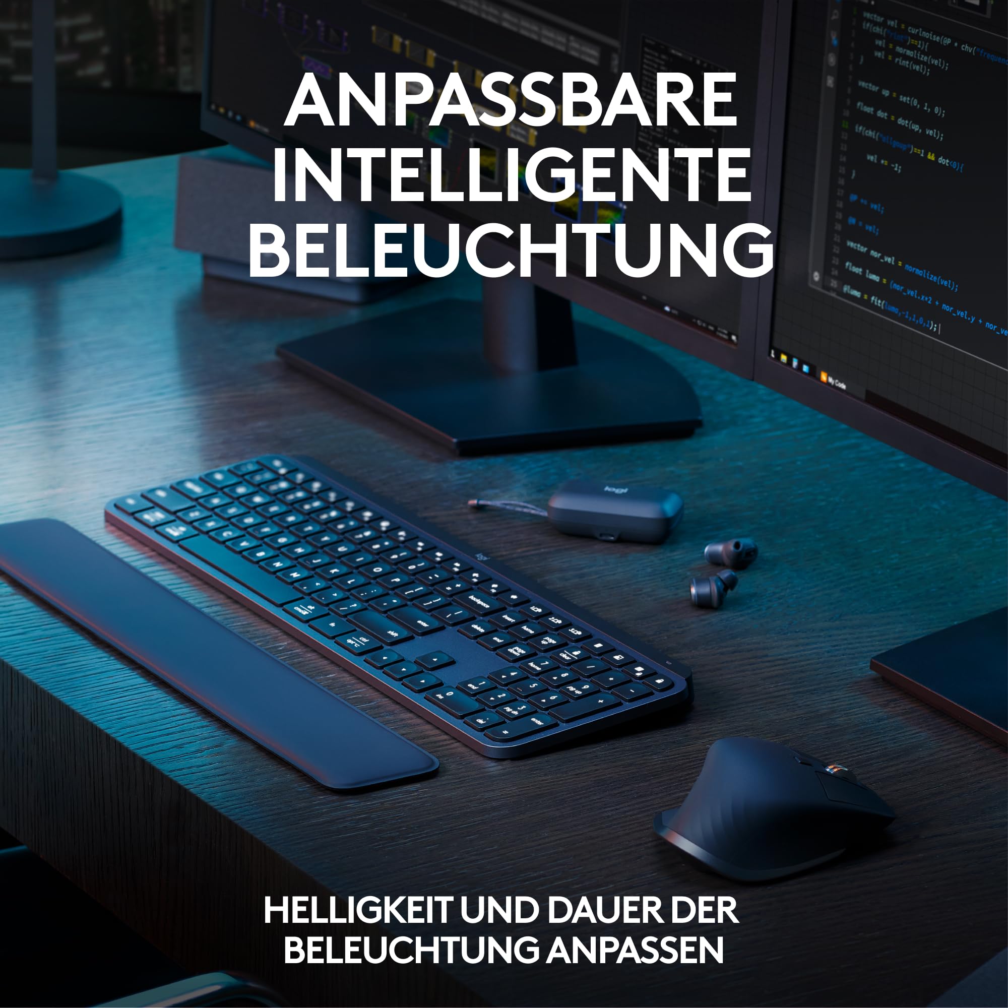 Logitech MX Keys S Combo: Leistungsstarke kabellose Tastatur und Maus mit Handablage,Customizable Illumination, Fast Scrolling,Bluetooth, für Windows/Linux/Chrome/Mac- Graphit, Deutsches QWERTZ-Layout 8