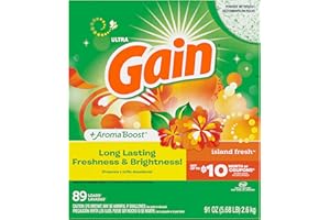 Gain Powder Laundry Detergent for Regular and HE Washers, Island Fresh Scent, 91 ounces (Packaging May Vary)