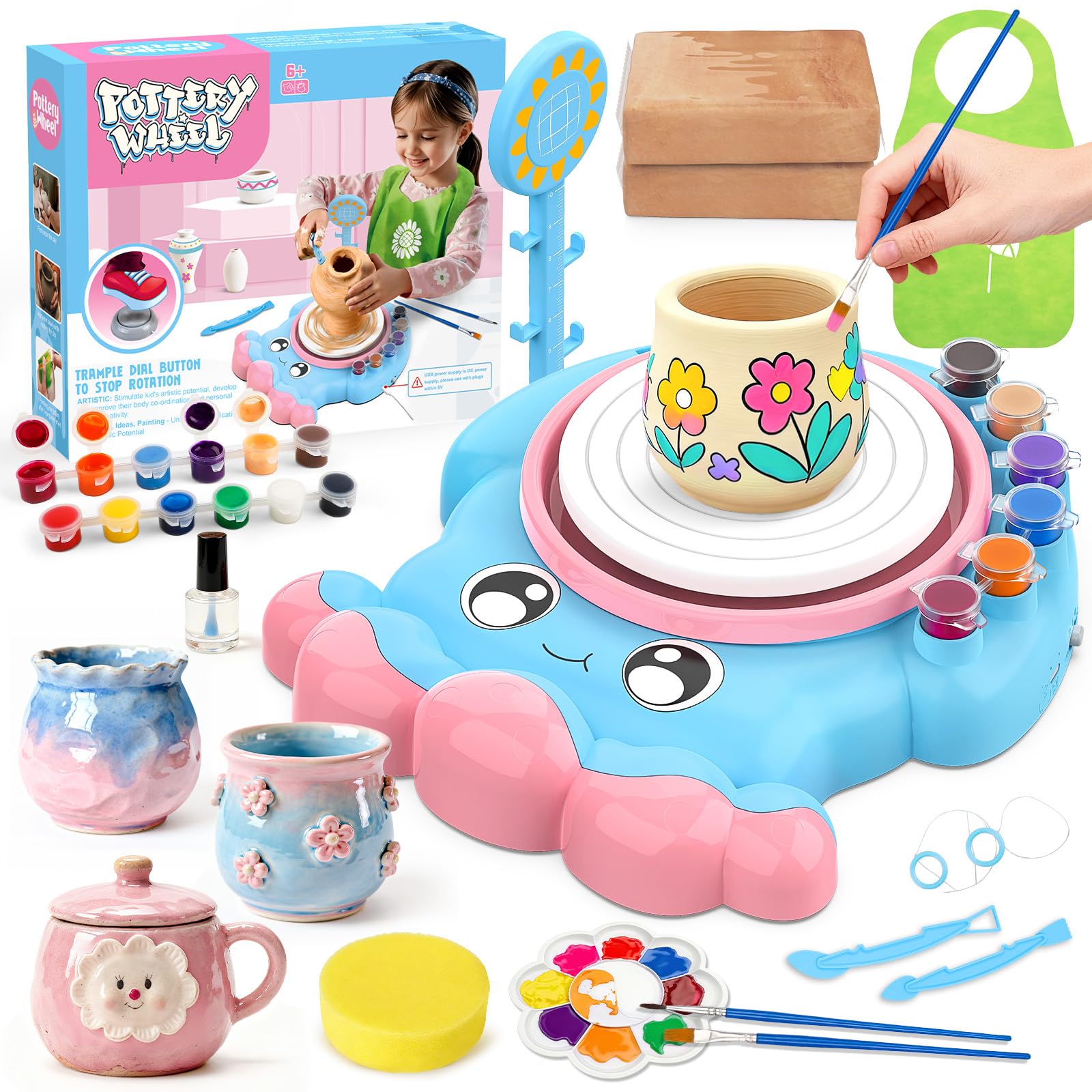 Photo 1 of Aujazyble Pottery Wheel for Kids, Complete Pottery DIY Art & Craft Kit Toy, Arts and Crafts for Kids Ages 8-12, Girls Boy Toys Birthday Halloween Christmas Gift for Kid Ages 6 7 8 9 10 11 12+, Blue