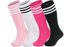 American Trends Toddler Soccer Socks 4 Pairs Kids Toddler Soccer Socks Softball Football Socks Knee High Socks for Boys Girls