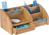 Osco Bamboo Desk Organiser 6 Compartments 1 Drawer - Natural Wood view 2