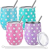 Umigy 4 Pcs Dental Assistant Gifts, Teeth Dentist Wine Tumbler, 12 oz Stainless Steel Coffee Travel Mug, Vacuum Insulated Tumbler Cup with Straw Lid and Brush Dental Hygienist Christmas Birthday Gifts
