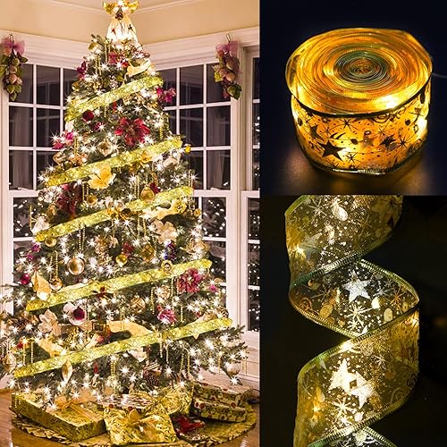 VEYLIN LED Fairy Lights, 4M/13ft Christmas Ribbon String Light Battery Operated Fairy Light for Xmas Tree Decor