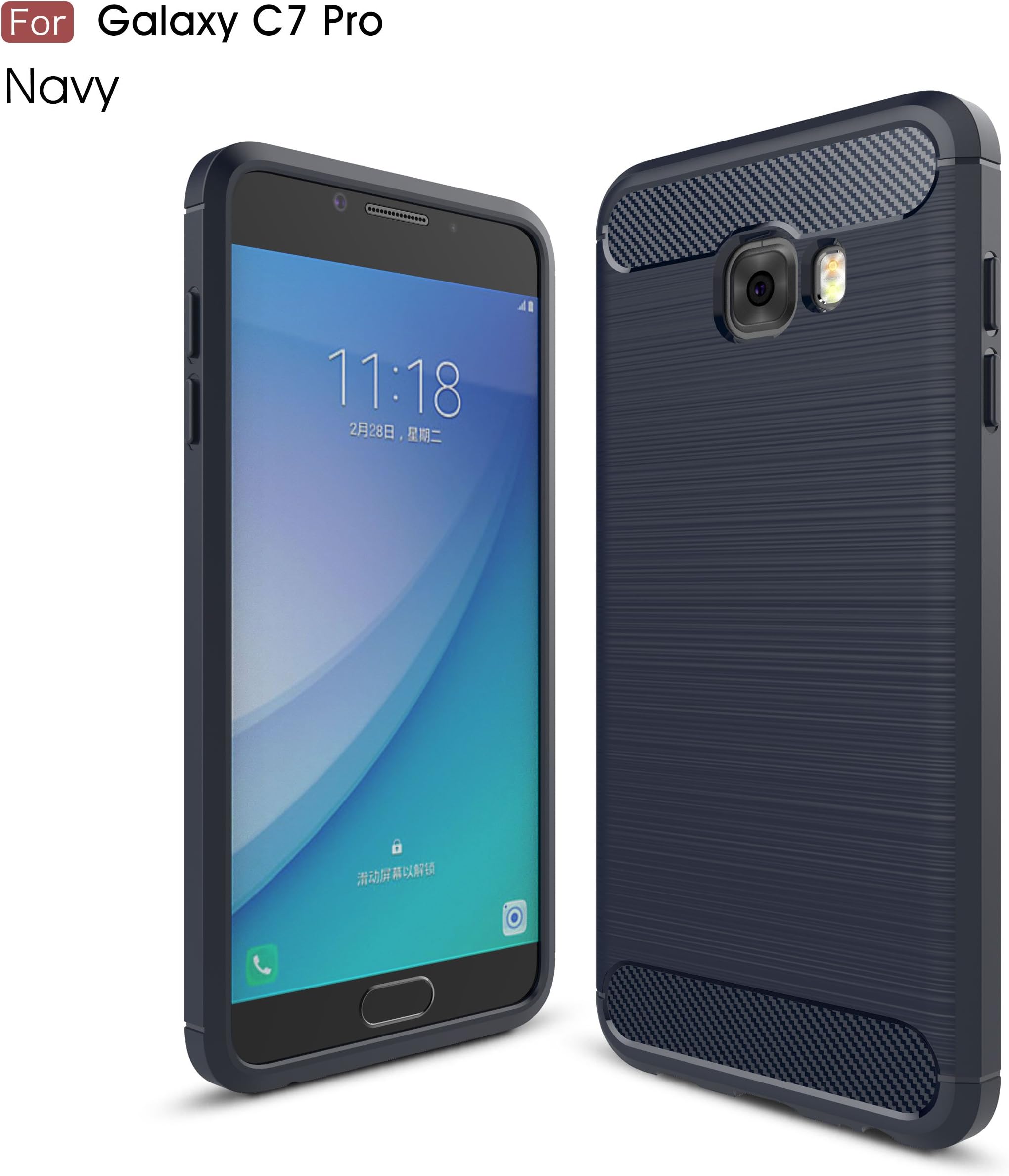 Galaxy C7 Pro Case - TianTa - Carbon Fiber Case Ultra Slim Cover Light Weight Rubber TPU Phone Case for Samsung Galaxy C7 Pro (2017) (5.7") - Navy