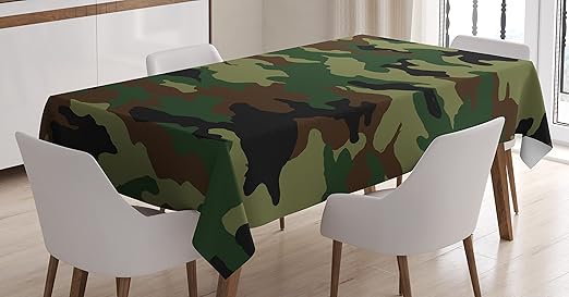 Amazon Com Ambesonne Camo Tablecloth Fashionable Graphic Uniform