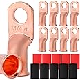 TKDMR 10pcs 1/0 AWG-3/8 Battery Lugs,Heavy Duty Wire Lugs,Ring Terminals,Battery Cable Ends,0 Guage terminals,Battery Termina