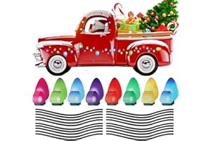 BINSUNS 68Pcs Christmas Magnetic Lights Set, 48Pcs Colorful Bulb Magnets Stickers with Lines Funny Fridge Magnet Gift for -8 Color Garage, Mailbox, Decal