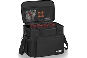 IBVIVIC 8 Slots Wireless Microphone Case with Foam, 1680D Heavy Duty Oxford Fabric Microphone Bag with Shoulder Strap, Black