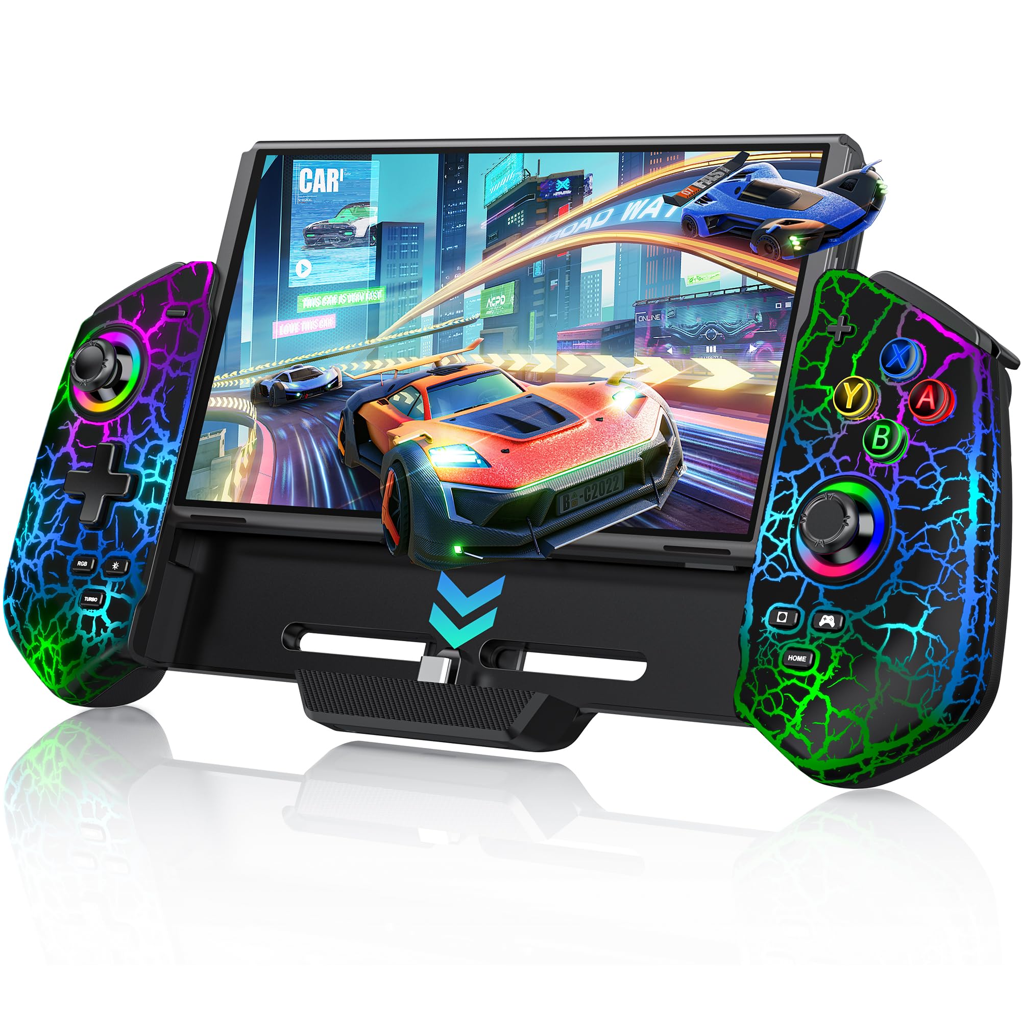 Photo 1 of Switch Controller with Hall Joystick for Nintendo Switch/OLED, Wired Switch Pro Remote Controller with Crack RGB/Turbo/4 Game Slot/Dual Motor,Handheld Joypad Replacement for Nintendo Switch Controller