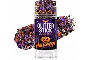 Halloween Glitter Stick for Face, Body & Hair Accessories for Women Kids | Orange Purple and Black Chunky Glitter Stick for F