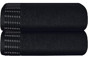 MALLONI HOME Cotton 2 Pack Oversized Bath Towel Set 28x55 inches, Large Bath Towels, Ultra Absorbant Compact Quickdry & Lightweight Towel, Ideal for Gym Travel Camp Pool - Black