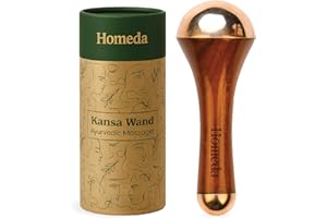 Homeda Kansa Wand for Foot Massage, Kansa Vati Foot Massager with Teak Wooden Handle, Kasa, Kasya Vati, Kansya Wati, Kashyachi Swakansa Vati for Body Wellness, Detox (Both Side - 13cm Brown