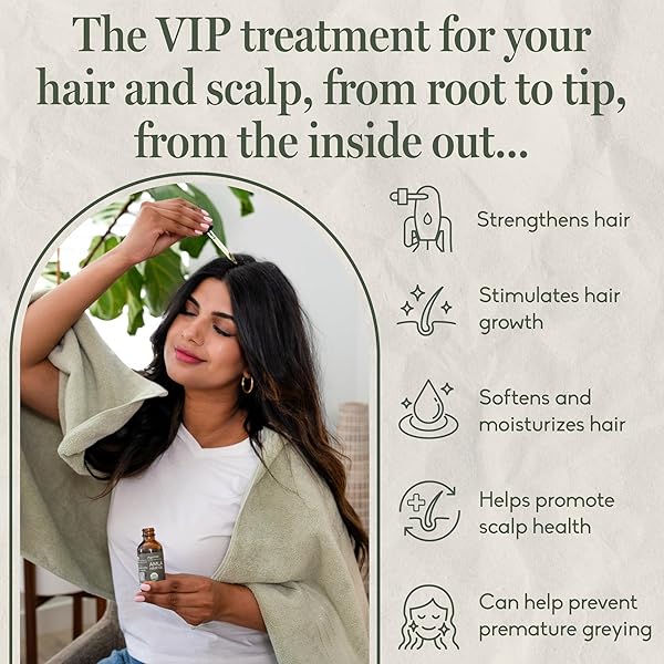 AYUWELL AYURVEDIC HAIR OIL, POTENT & LIGHTWEIGHT AMLA INDIAN HAIR GROWTH OIL — USDA & ALL HAIRS TYPES — FOR NOURISHING SCALP W/NON-GMO BHRINGRAJ, BRAHMI, & LAVENDAR FOR GROWTH + BALANCED HEALTH, 2 OZ