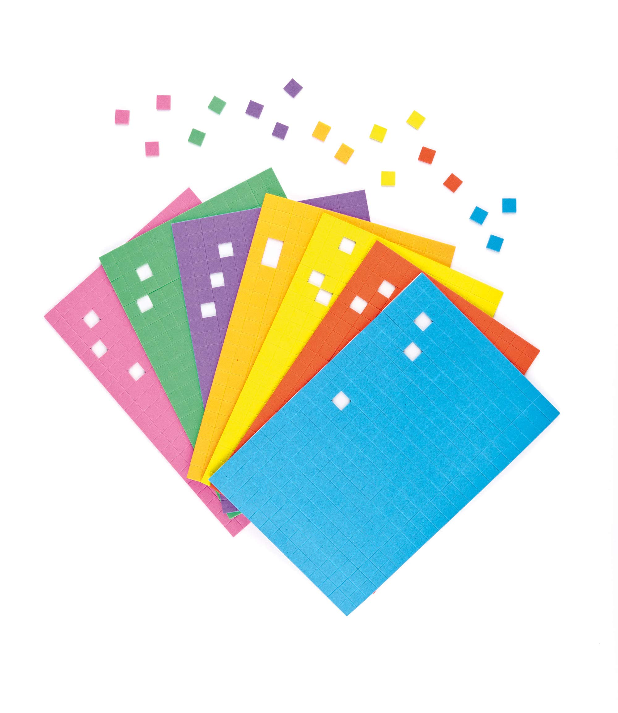 Baker Ross EV721 Rainbow Mosaic Squares - Pack of 1950, Self-adhesive Foam Stickers for Kids to Use in Arts and Crafts Activities