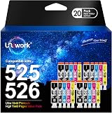 Uniwork 20pk PGI-525 CLI-526 Ink Cartridges for Canon PIXMA IP MG IX MX view 1
